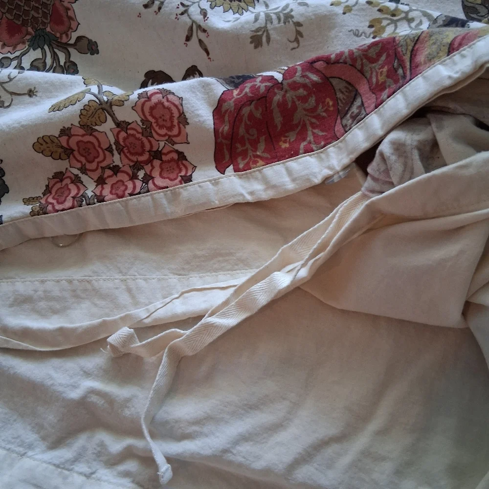 Pottery Barn Gianna Floral Duvet Cover Cotton Linen Queen